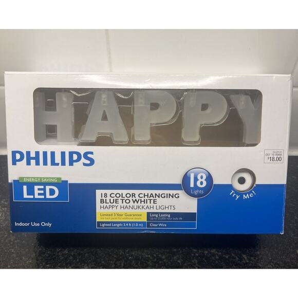 Philips Happy Hanukkah Lights Letters That Spell "Happy Hanukkah" Tested & Works - Picture 1 of 7